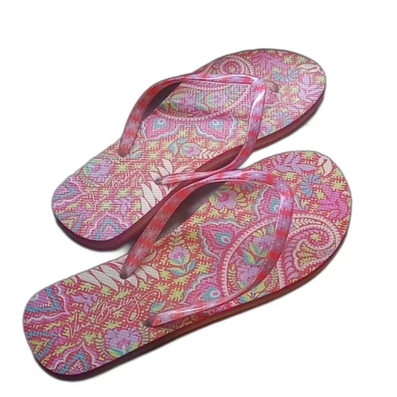 🎉Host pick🎉 Vera Bradley Paisley In Paradise Flip Flops- size 9-10 - Picture 2 of 4